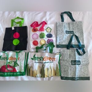 FRESH DIRECT Grocery Supermarket Shopping Tote Bags Corn” LOT OF 6 Thank You Bag